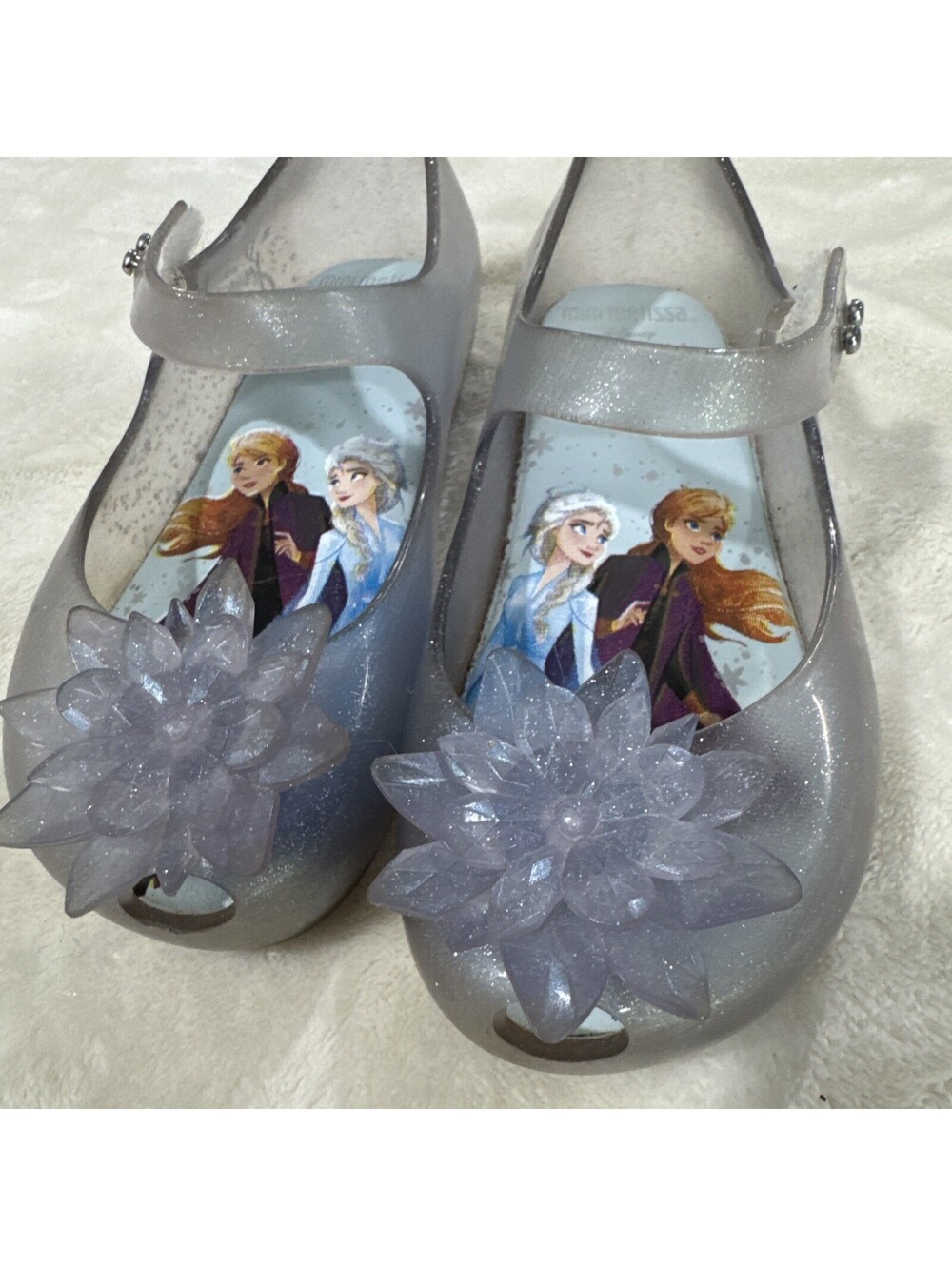 Mini Melissa Disney Frozen Ultragirl Silver Mary Janes Sandal Size 10 Toddler